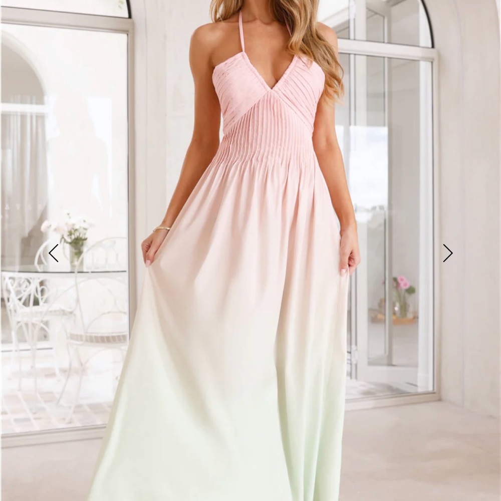 Hello Molly Pastel Pink and Green Maxi Dress - Picture 4 of 9